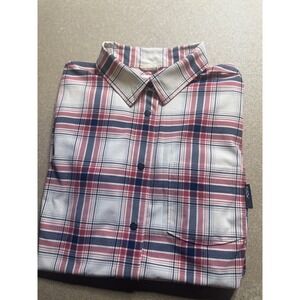 FLYLOW Mens Plaid Short Sleeve Button Up Shirt‎ - Medium